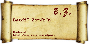 Bató Zorán névjegykártya